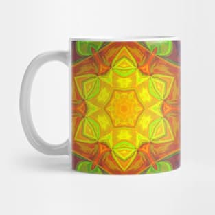 Mosaic Mandala Flower Orange Green and Purple Mug